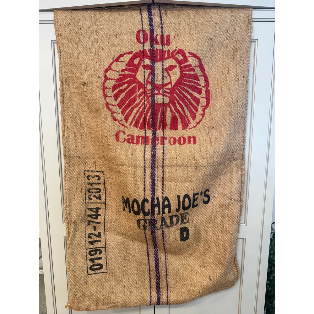 Jute Burlap Coffee Bag Sack Oku Cameroon Mocha Joe’s JL - Picture 3 of 4